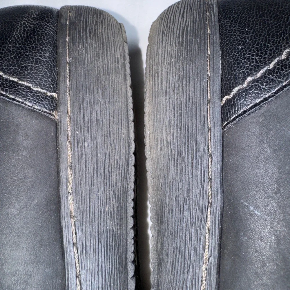 Earth Origins Tamara Teri Black Leather Slip On Loafers Women 10W Wide Comfort